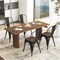 Metal Style Dining Chairs Set of 4, Stackable Kitchen Chairs with Wood Seat